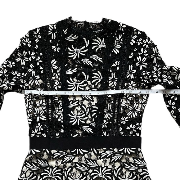 Self Portrait Antoinette Floral Guipure Lace Long Sleeve Mini Dress size 6 - Picture 9 of 16
